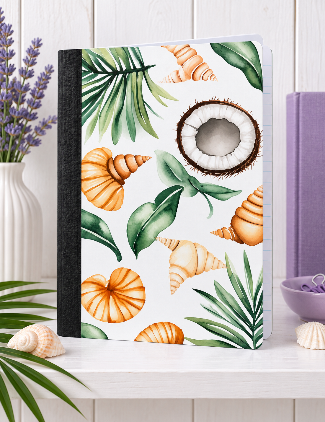 Decorative Vinyl Covered Composition Notebook COCONUT BEACH