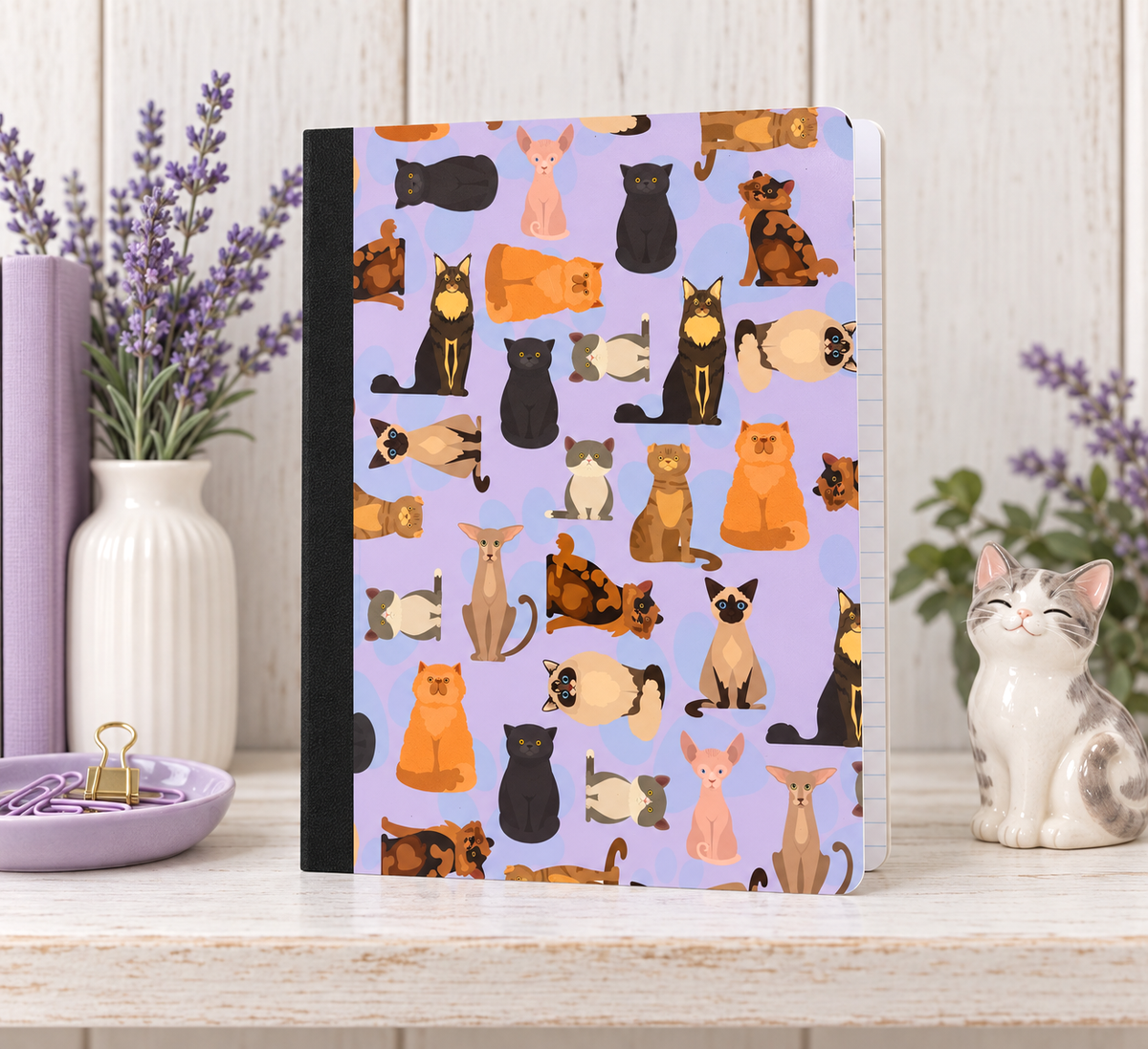 Decorative Vinyl Covered Composition Notebook Lots of Cats