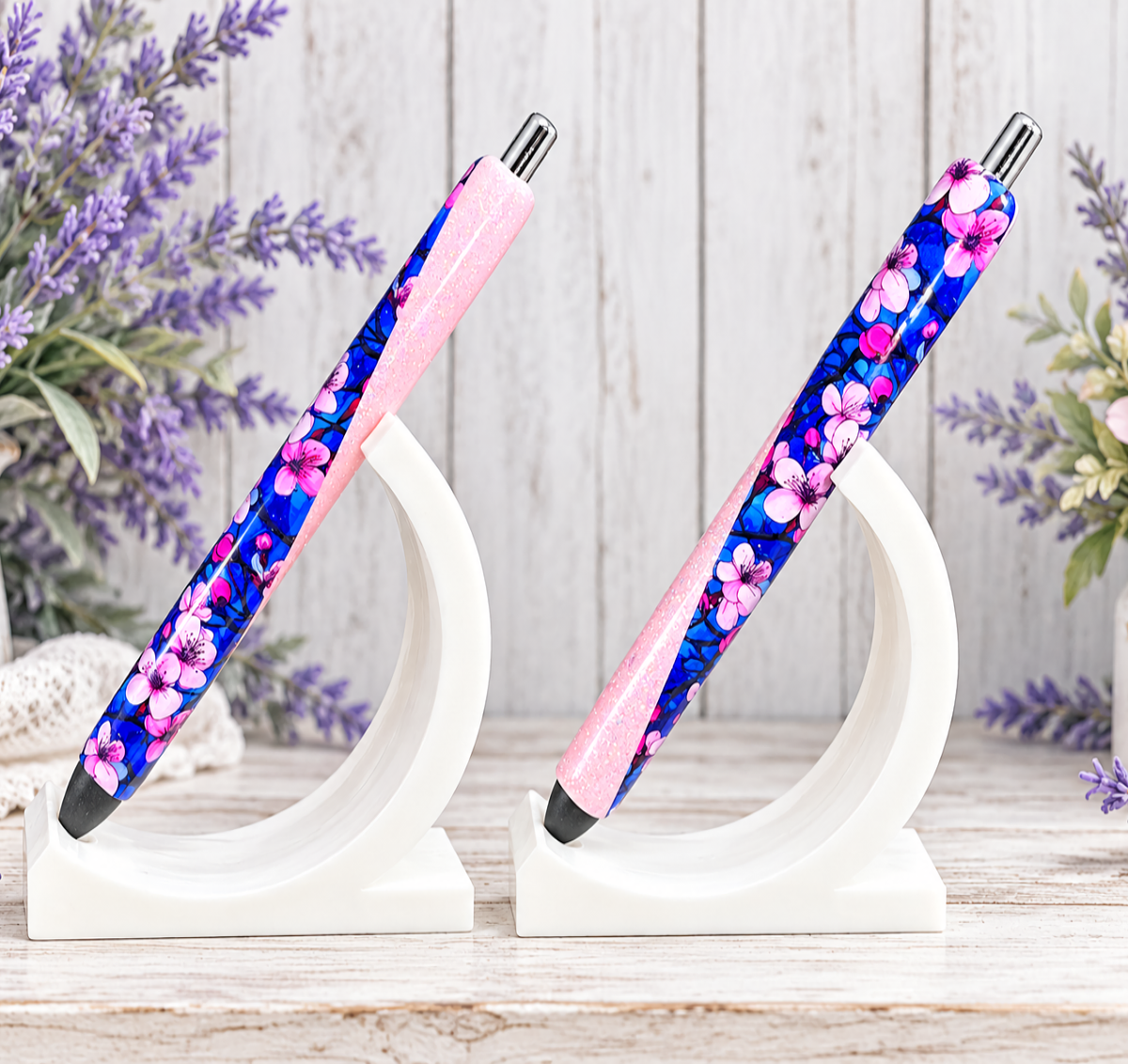 Handmade Cherry Blossom glitter pen with free refill