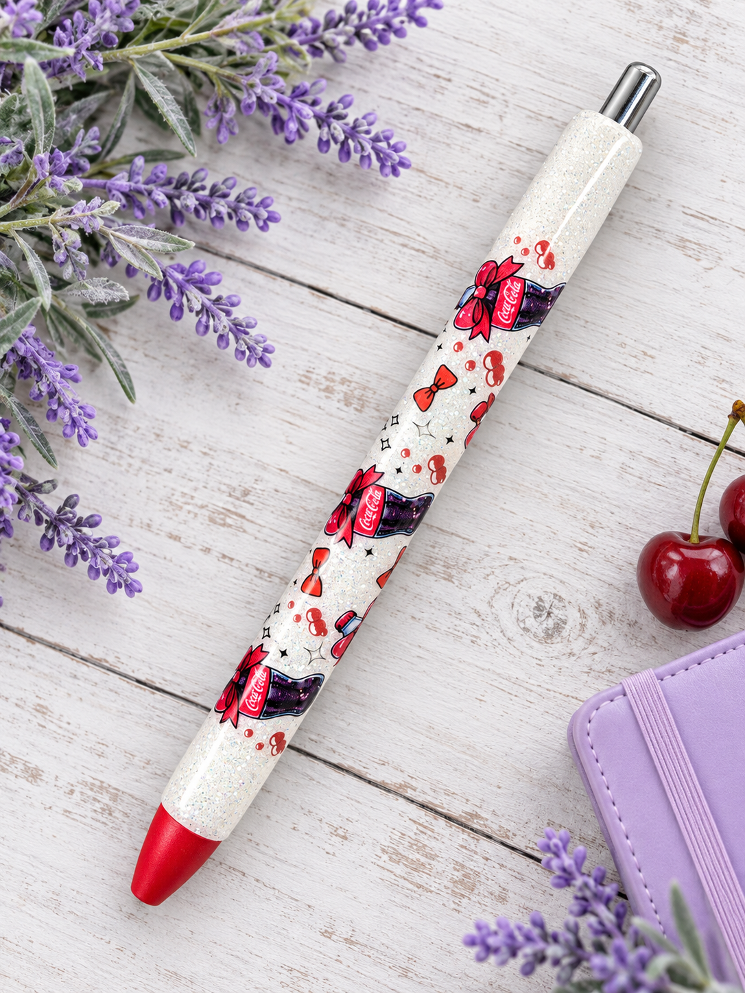 Handmade Coke glitter pen with free refill