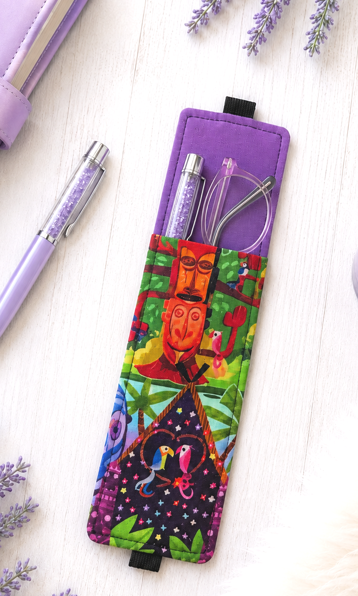 Handsewn Disney Tiki Room  Fabric  Bookmark with Accessory Pocket