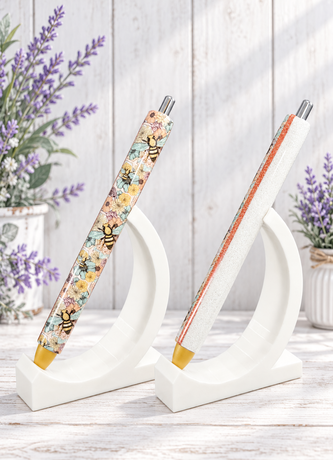 Handmade Boho Bees glitter pen with free refill