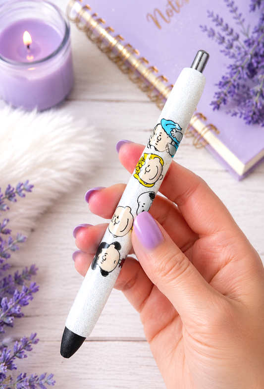 Handmade Peanuts glitter pen with free refill