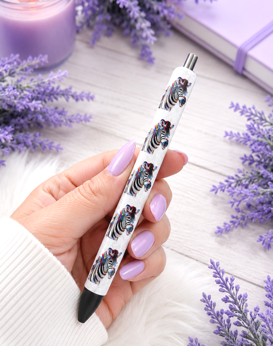 Handmade Zebras glitter pen with free refill