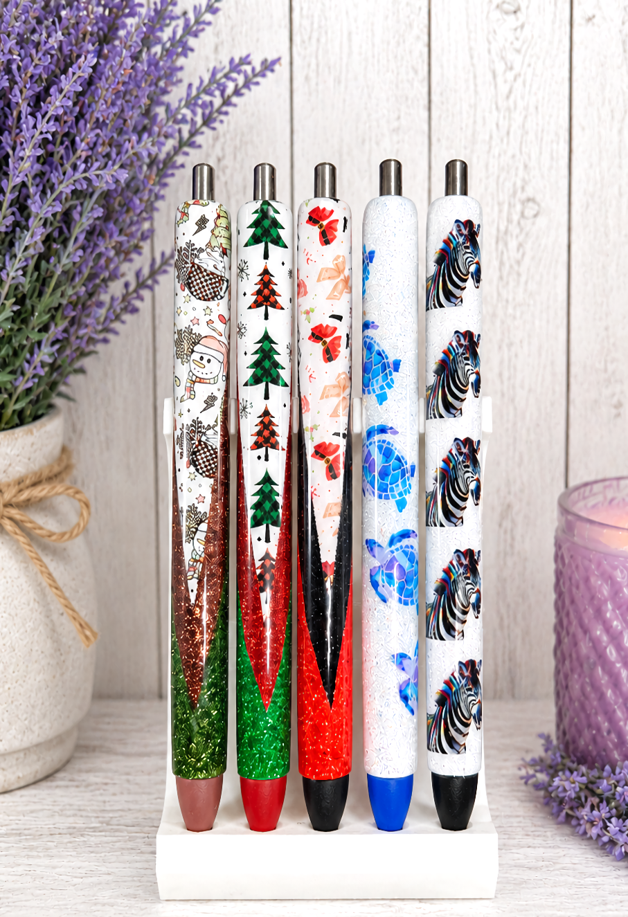 Handmade Christmas Trees glitter pen with free refill