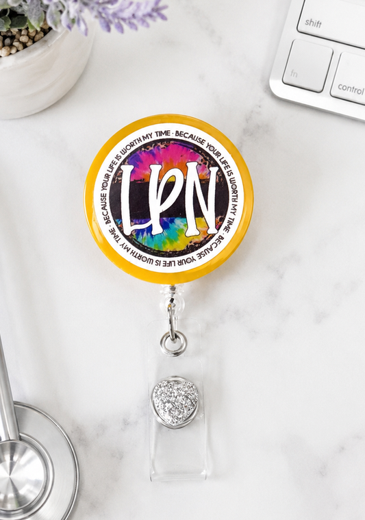 Handmade Yellow LPN Badge Reel