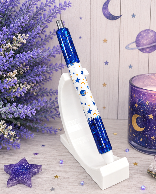 Handmade Planets and Space with blue glitter pen with free refill