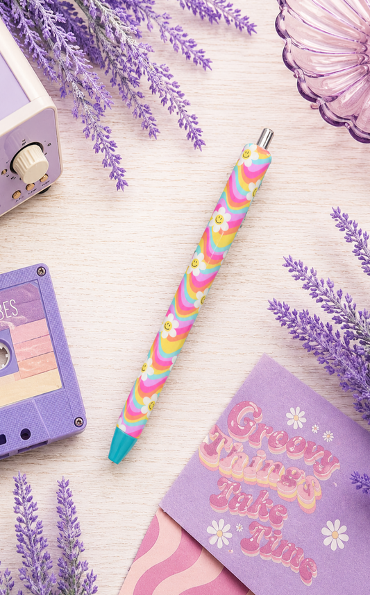 Handmade Retro Smiley Faces Half Wrap glitter pen with free refill