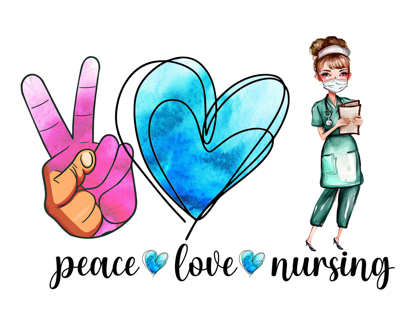 Handmade Peace Love Nursing  glitter pen with free refill