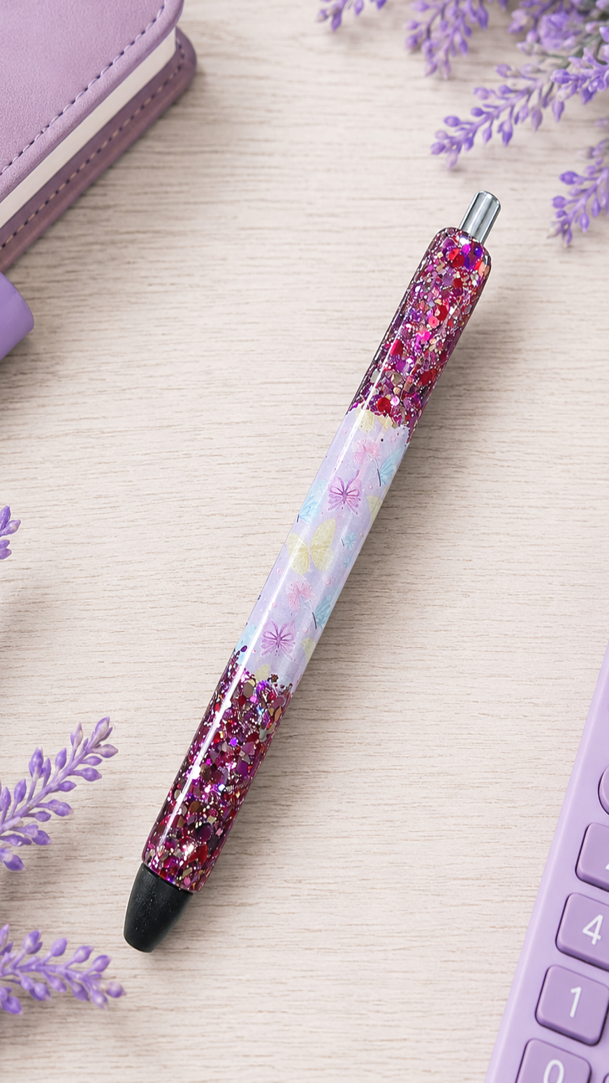 Handmade Pastel Butterflies with pink glitter pen with free refill
