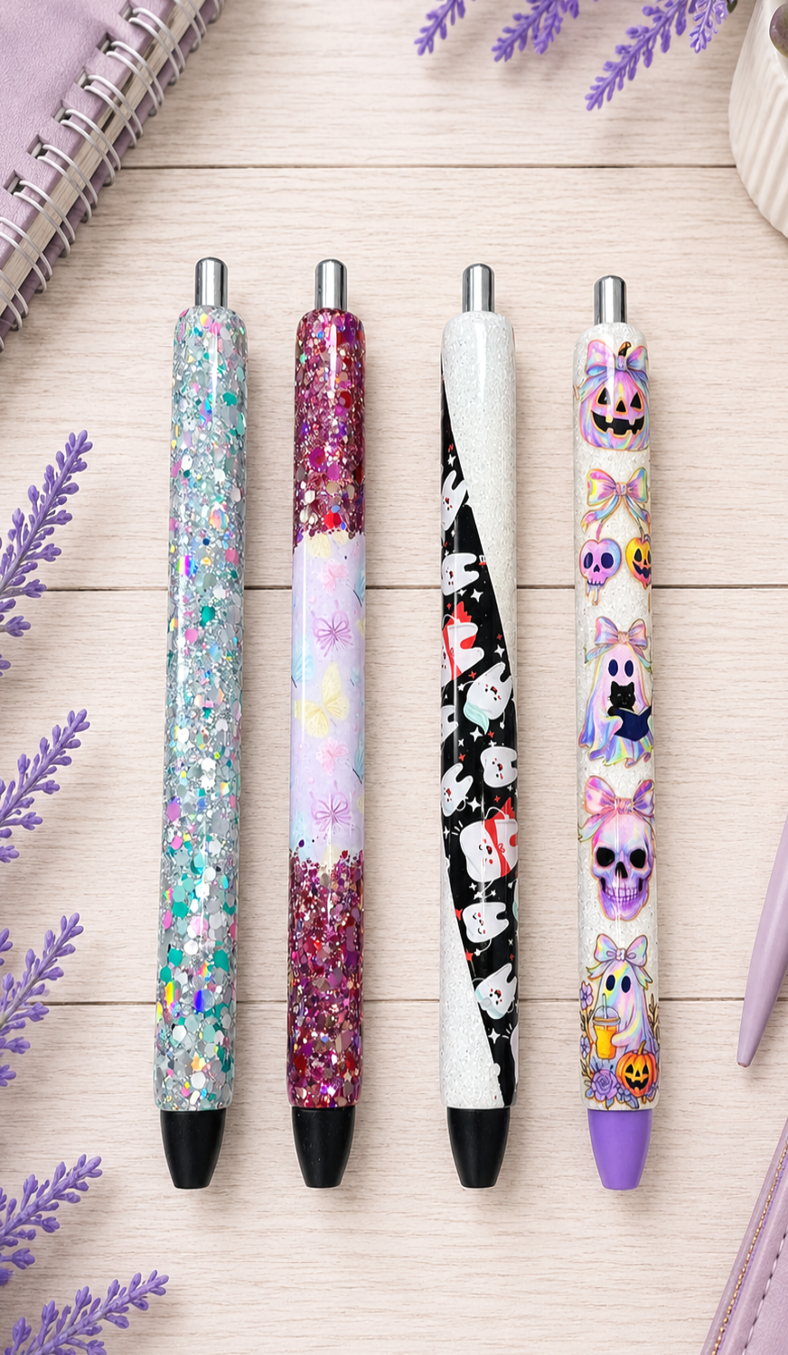 Handmade Pastel Butterflies with pink glitter pen with free refill