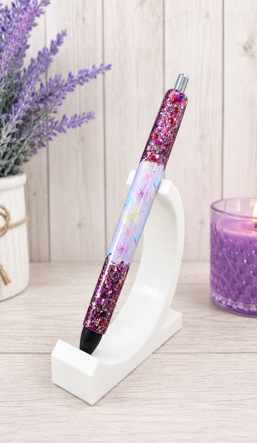 Handmade Pastel Butterflies with pink glitter pen with free refill