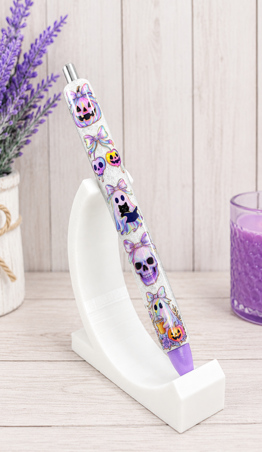 Handmade Halloween Lavender Pumpkins glitter pen with free refill