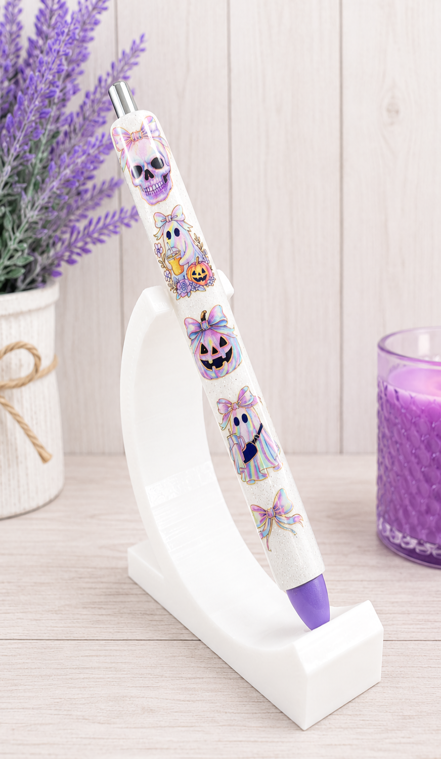 Handmade Halloween Lavender Pumpkins glitter pen with free refill