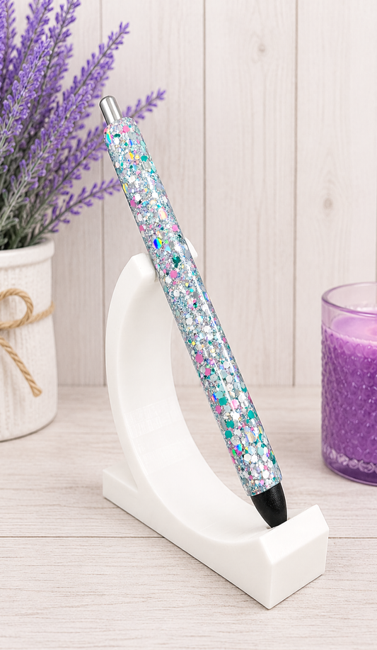 Handmade Pink Blue Silver mix glitter pen with free refill