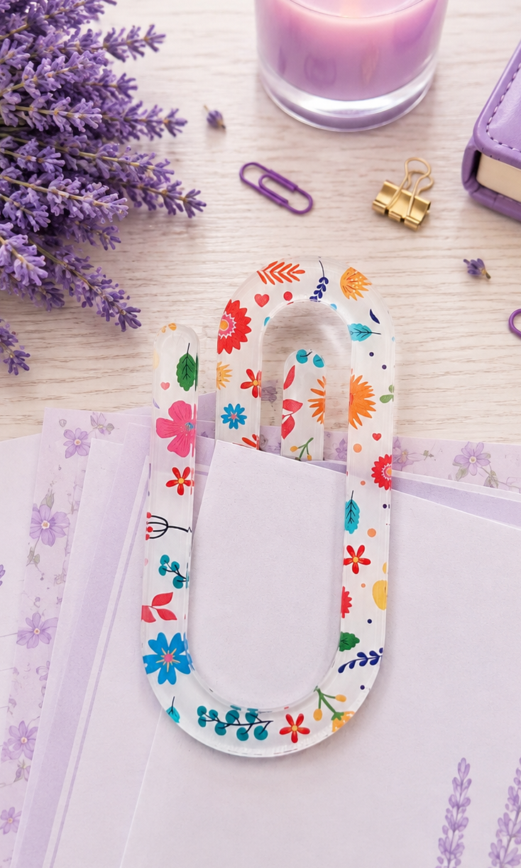 Jumbo Decorative Acrylic Paper Clip Floral
