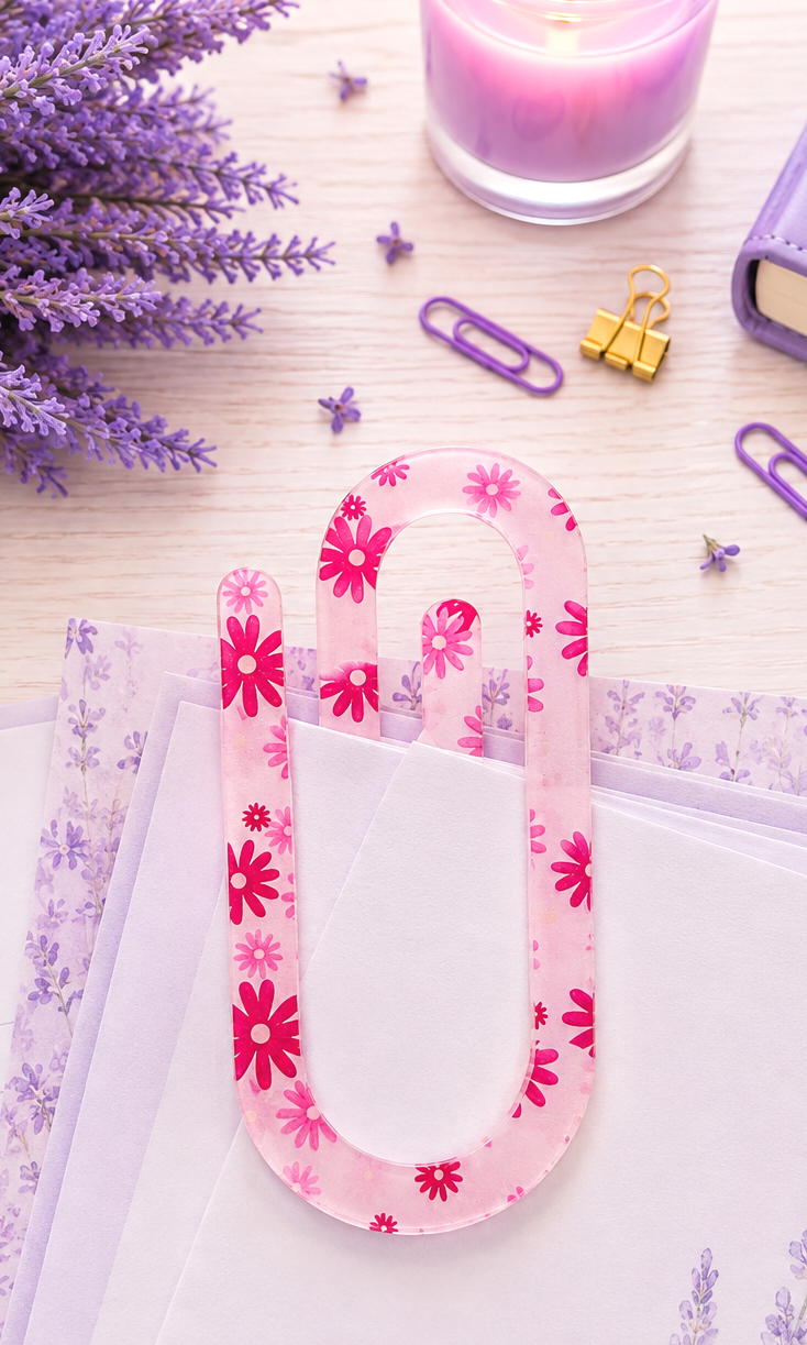 Jumbo Decorative Acrylic Paper Clip Floral