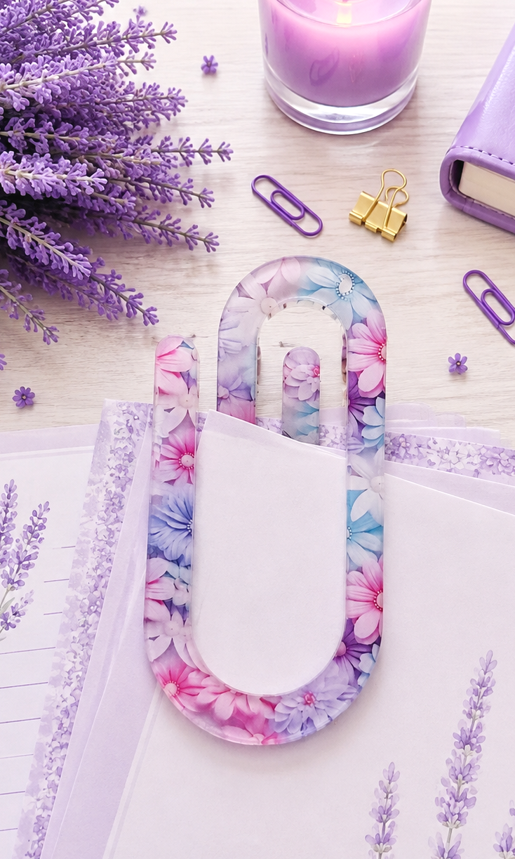 Jumbo Decorative Acrylic Paper Clip Floral