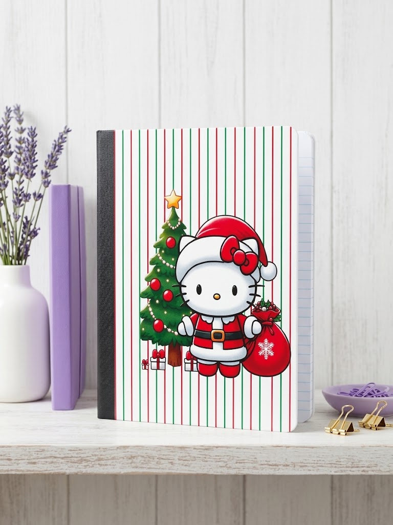 Decorative Vinyl Covered Composition Notebook Hello Kitty Christmas