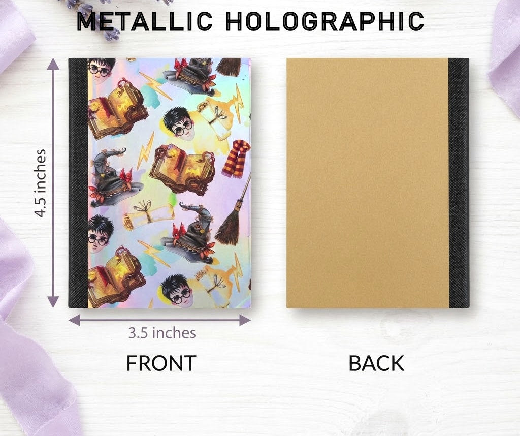 Decorative Vinyl Covered MINIATURE Composition Notebook Metallic Holographic Harry Potter