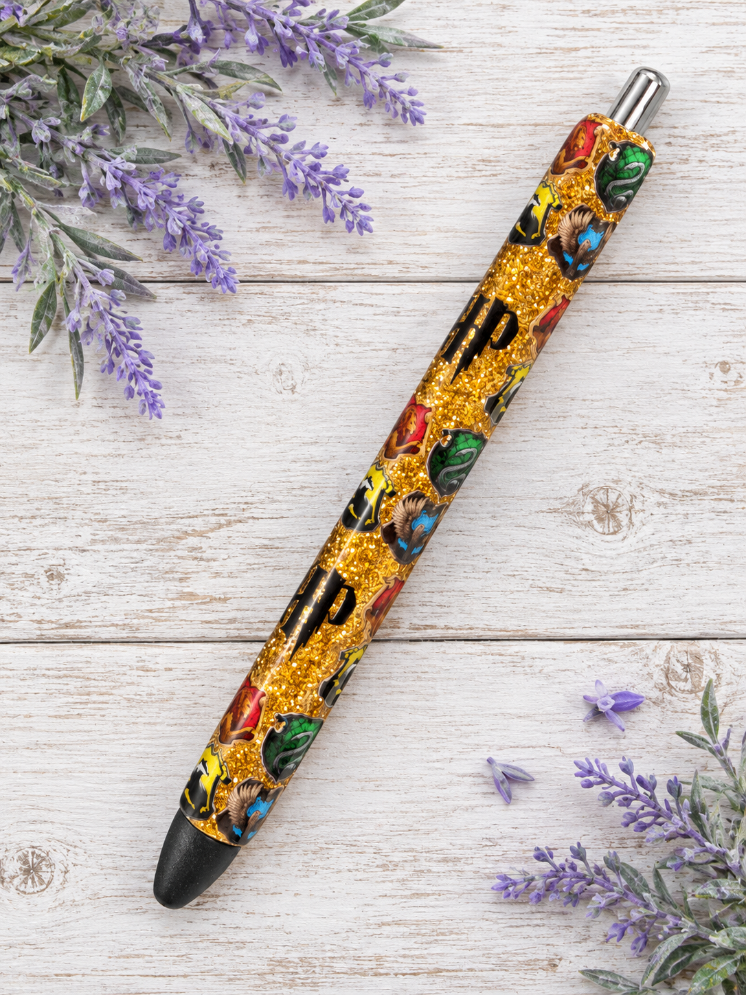 Handmade Harry Potter on HP theme gold glitter pen with free refill