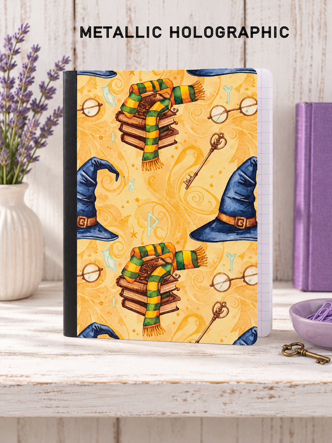 Decorative Vinyl Covered Composition Notebook Metallic Holographic Harry Potter