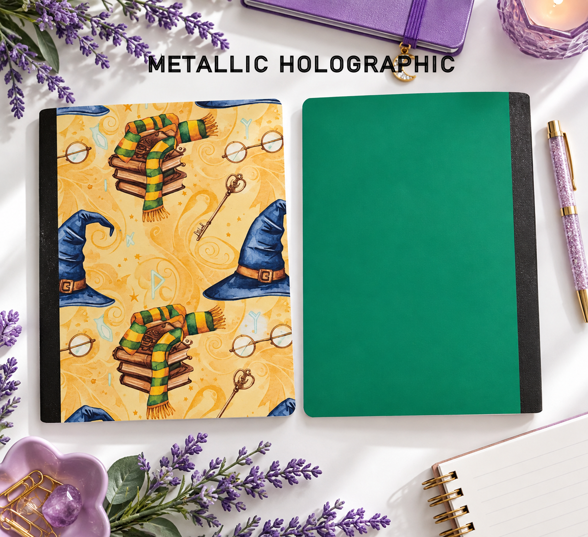 Decorative Vinyl Covered Composition Notebook Metallic Holographic Harry Potter