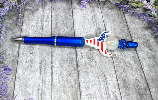 Handmade Bull Patriotic Beaded Ballpoint with free refill