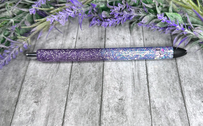 Handmade Ombre Purple and Lavender Blue glitter pen with free refill