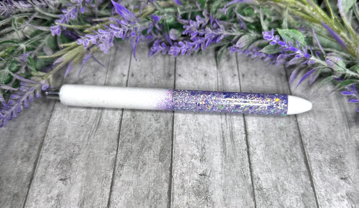 Handmade Ombre Purple and White glitter pen with free refill