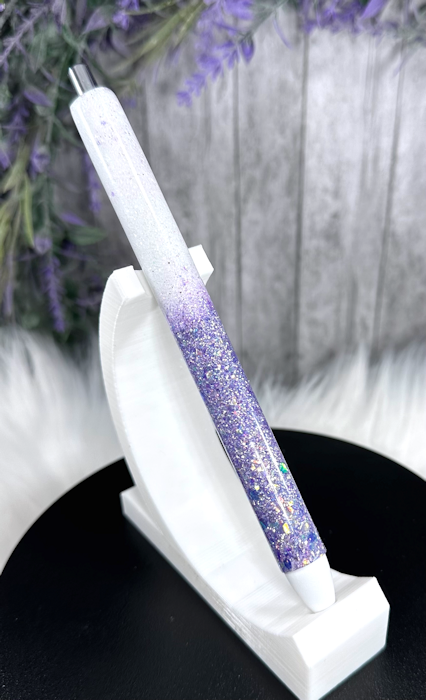 Handmade Ombre Purple and White glitter pen with free refill