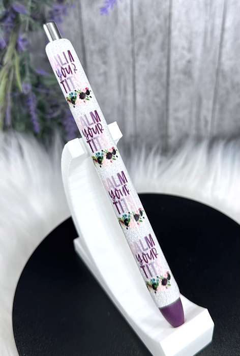 Handmade Calm Your Tits glitter pen with free refill