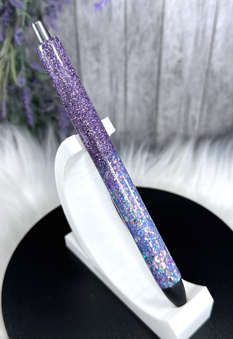 Handmade Ombre Purple and Lavender Blue glitter pen with free refill