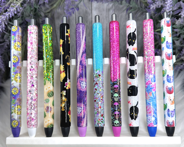 Handmade Pink and Purple Lion on pink glitter pen with free refill 2