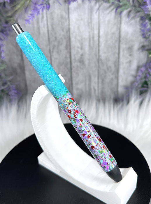 Handmade Ombre Turquoise glitter pen with free refill