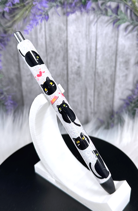Handmade Black Cats glitter pen with free refill