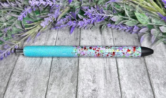Handmade Ombre Turquoise glitter pen with free refill