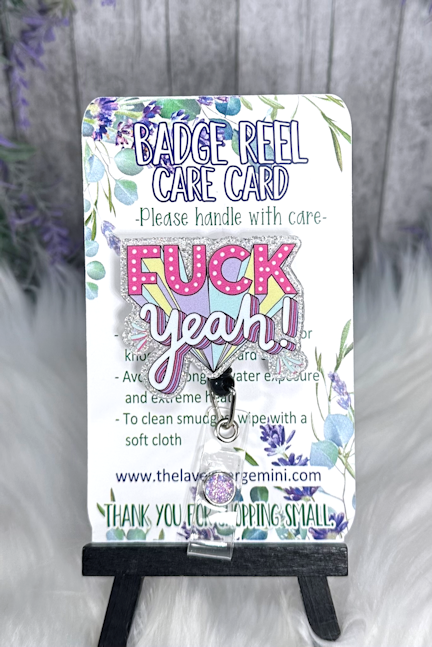 Handmade Fuck Yeah Badge Reel