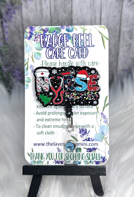 Handmade Winter Holiday Nurse Badge Reel