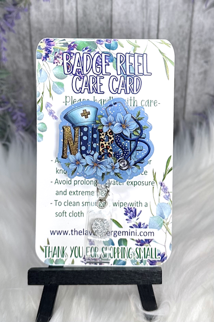 Handmade Blue Nurse Badge Reel