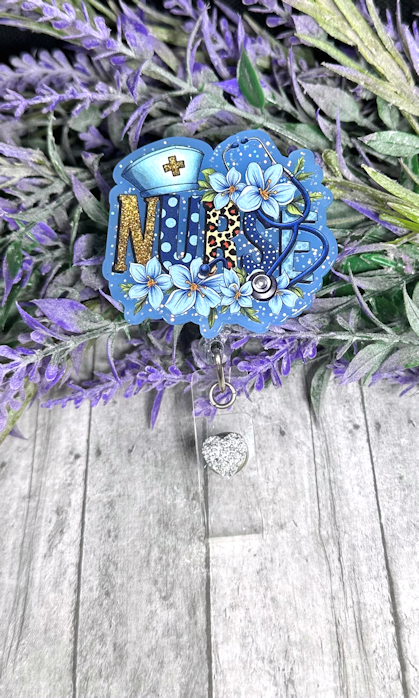 Handmade Blue Nurse Badge Reel
