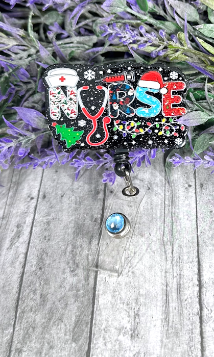 Handmade Winter Holiday Nurse Badge Reel