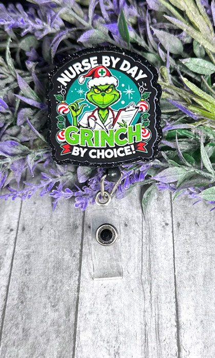 Handmade Nurse Grinch  Badge Reel  3