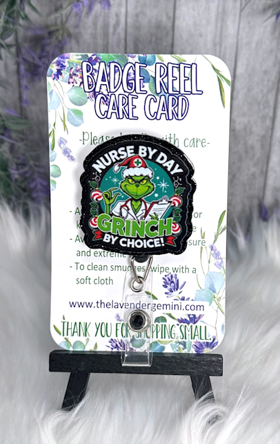 Handmade Nurse Grinch  Badge Reel  3