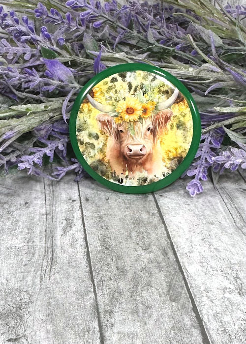 2 inch Cow and Sunflowers Magnet