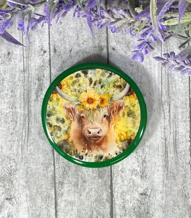 2 inch Cow and Sunflowers Magnet