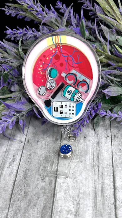 Handmade Eye Doctor Shaker Badge Reel