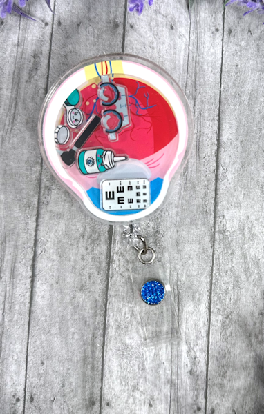 Handmade Eye Doctor Shaker Badge Reel