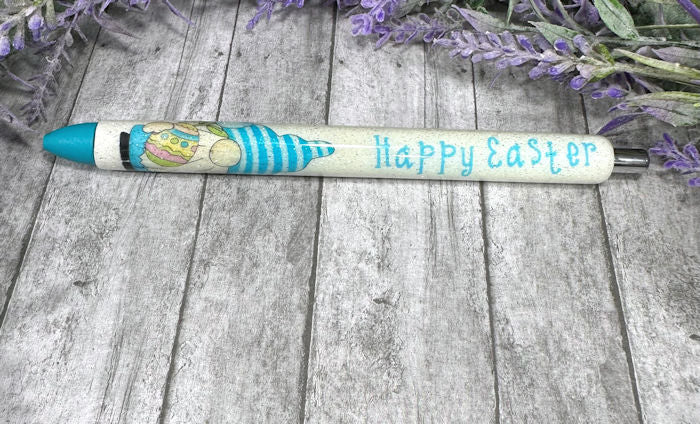 Handmade Happy Easter Blue Gnome glitter pen with free refill