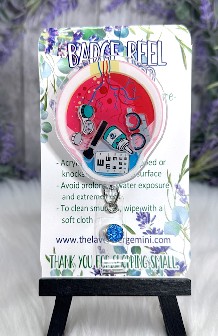 Handmade Eye Doctor Shaker Badge Reel
